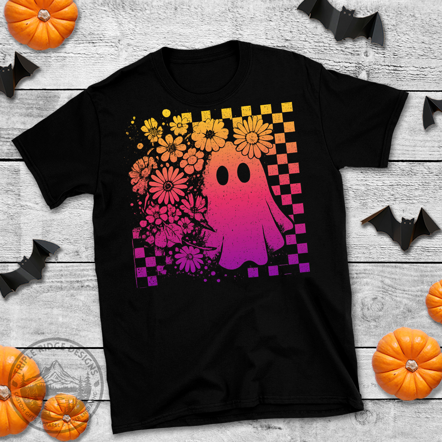 Yellow to purple gradient ghost tee
