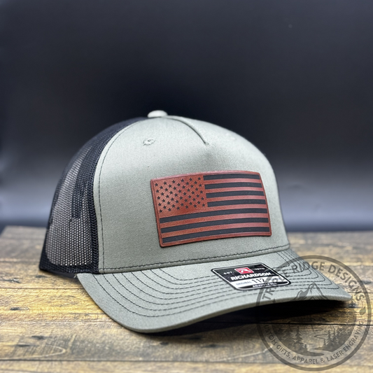 American Flag Leather Patch Hat